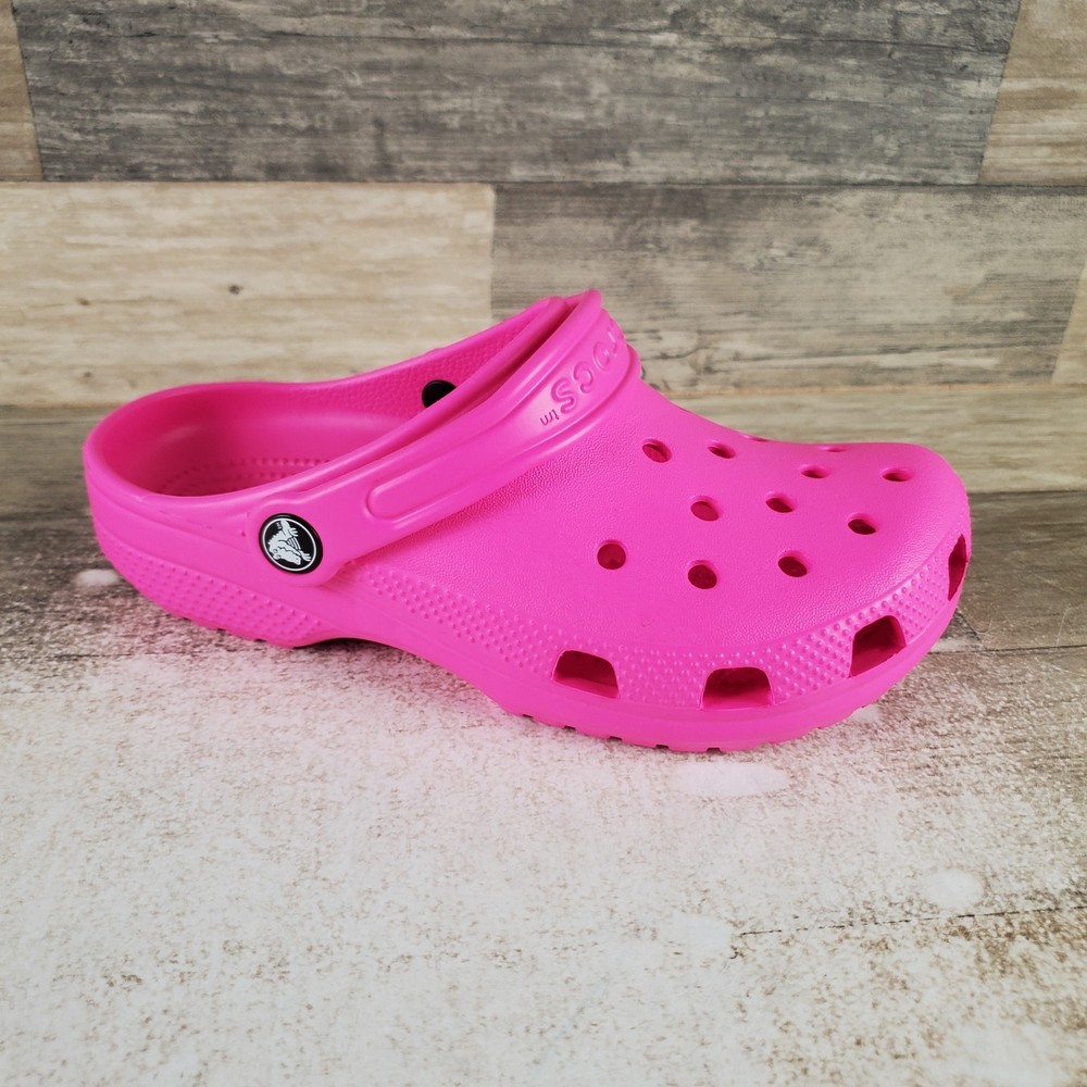 Crocs Classic Kids Clogs Sz 3 J3 Vibrant Pink Rubber Comfort Slingback Round Toe