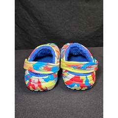 Crocs Kids Classic Fur Lined Clog Marbled Red Blue Yellow Fuzzy Shoes Size J3