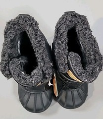 Cat & Jack Denver Waterproof Winter Snow Boots Black Faux Fur Toddler Kids Sz 5