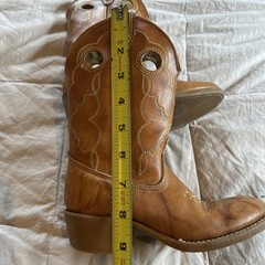 ACME Circle A Brown Leather Stitched Cowboy Boots Kids Size 11B