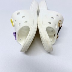 Crocs Classic Slide White Sandals J2 Disney Stitch Jibbitz Charms Kids Shoes