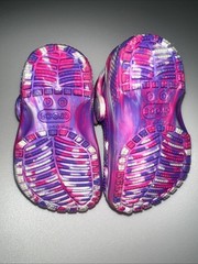 Crocs child size 4 Pink/ Purple/multicolor Marbled Classic Clogs Shoes