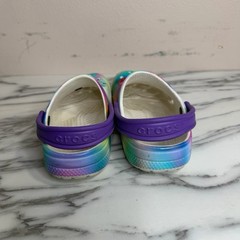 Crocs Kids Classic Purple Blue Marbled Clogs Girls Size J3 Charms Slip on Shoes