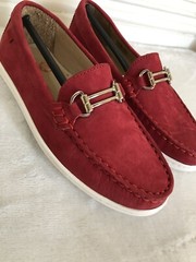 MARC JOSEPH NEW YORK Kid Leather Double Bit Driver Shoe Loafer Red SIZE 11