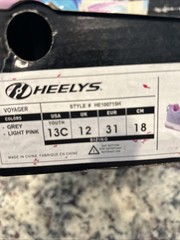 Youth Heelys Size 13c Grey/Pink