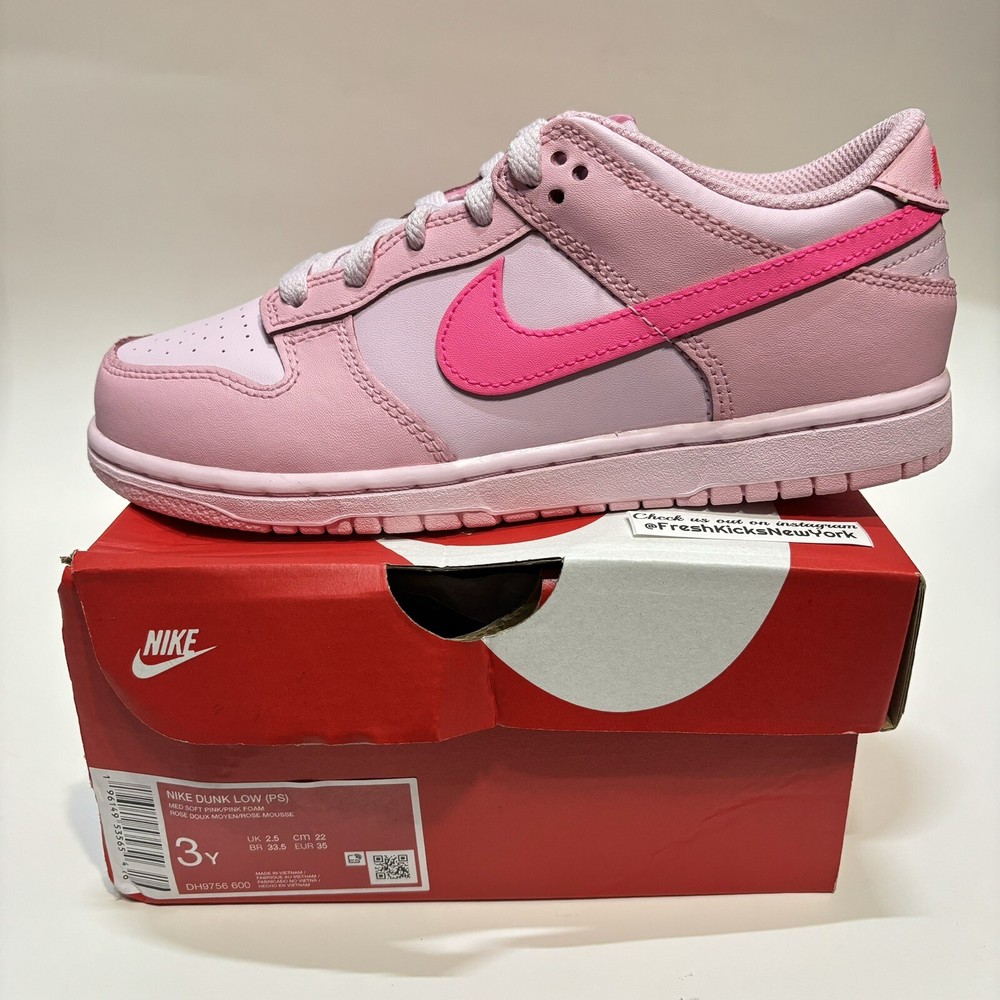 Nike Dunk Low Triple Pink Little Kids Size 3Y Youth DH9756-600 Pink Foam Barbie