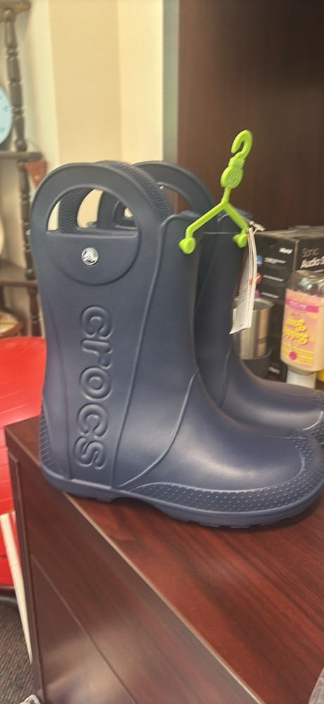 Kids Youth Crocs Pull On Rain Boots Navy Blue 12803 US Size C6