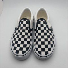 Youth Vans Classic Checkerboard Slip On Sneakers in Black/White Sizes: 11-3 NEW