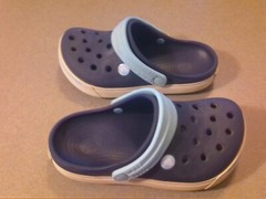 CROCS Crocband Clogs, Navy with Teal Band J2