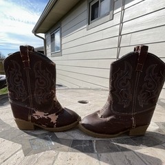 Brown Western Embroidered Pull On Boots Unisex Kids Size 6 Manmade