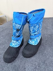 LL Bean Northwoods Snow Boots Blue Snowflake Nylon Winter Kids Size 6