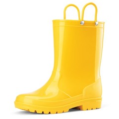 HISEA Kids Waterproof PVC Rain Boots Handles Outdoor Mud Playing Walking Wellies
