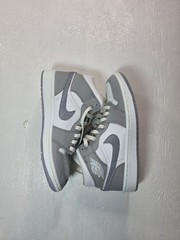 Jordan Air Jordan 1 Mid Leather Mid Top Sneakers Gray/White Unisex Kids 7Y