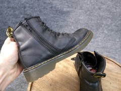Dr Martens 1460J Black Nappa Leather Side Zip Lace Up Combat Boots Kid Size 3 US