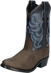 Kids Western Boots Monterey Round Toe – Durable Brown/Navy for School & Play