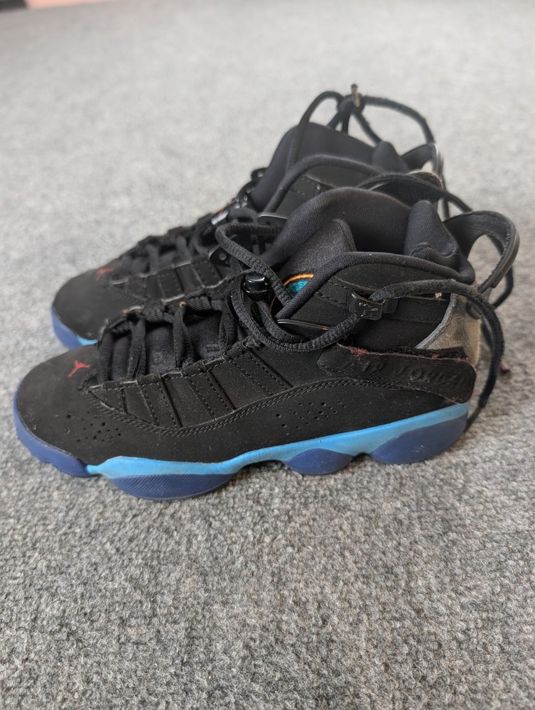 Jordan 6 Rings GS Black University Blue Sneakers 323419-040 Youth Size 4Y