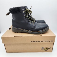 Dr. Martens Leather Lace Up Combat Boots Size Boys 3 Girls 4 Borg Fleece AW004