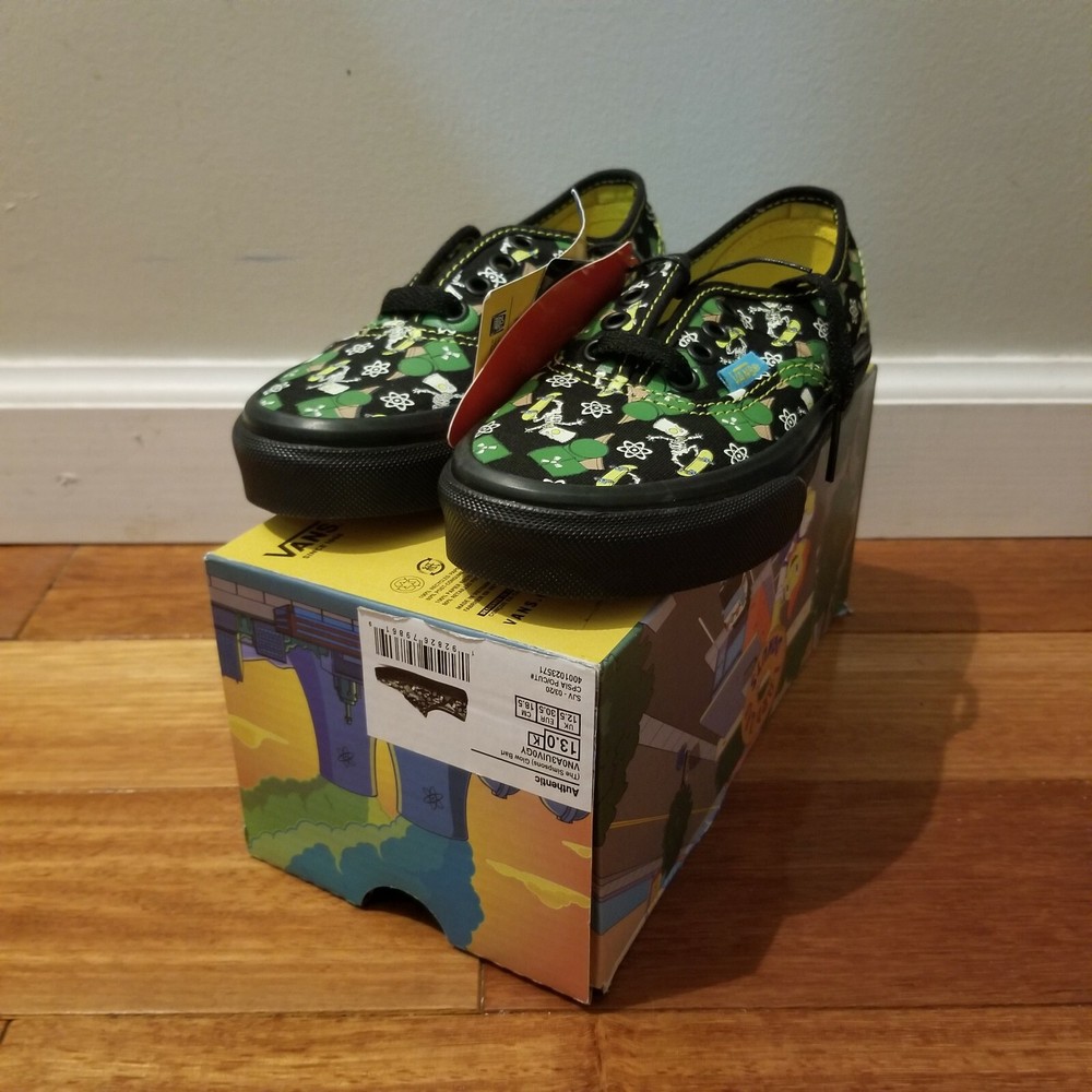 New Vans x The Simpsons Glow Bart Halloween Authentic Kids VN0A3UIV0GY Size 13K