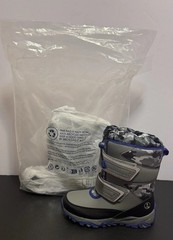 LANDS END Winter Boots Gray Camo/Blue THERMOLITE BOOTS Sz Youth 1