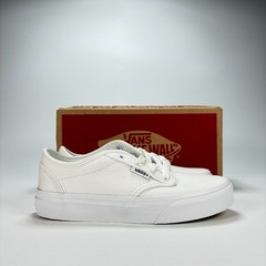 Vans Atwood White Classic Canvas Lace Up Low Top Skate Shoes Sneakers Youth Sz 1