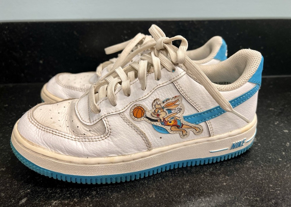 Nike Air Force 1 Space Jam Hare Bugs Bunny Lola Bunny Blue White Youth Size 2
