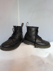 Dr Martens Kids Youth 13 Black Leather Combat Boots Lace Up & Side Zip 1460J