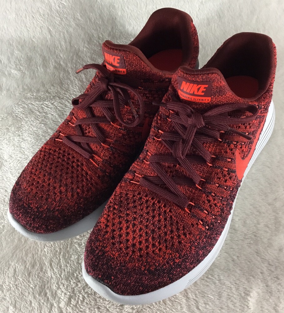 Nike Lunarepic Low Flyknit 2 GS Running Shoes Youth Size 7Y Red Black 869990-600