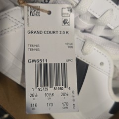 adidas Grand Court 2.0 K Unisex Kids Athletic Sneaker White/Black US 11K GW6511