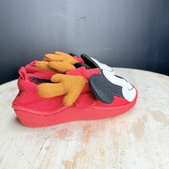 Disney Mickey Mouse Reindeer Kids Size 7/8 Red Slip On Rubber Soles Unisex