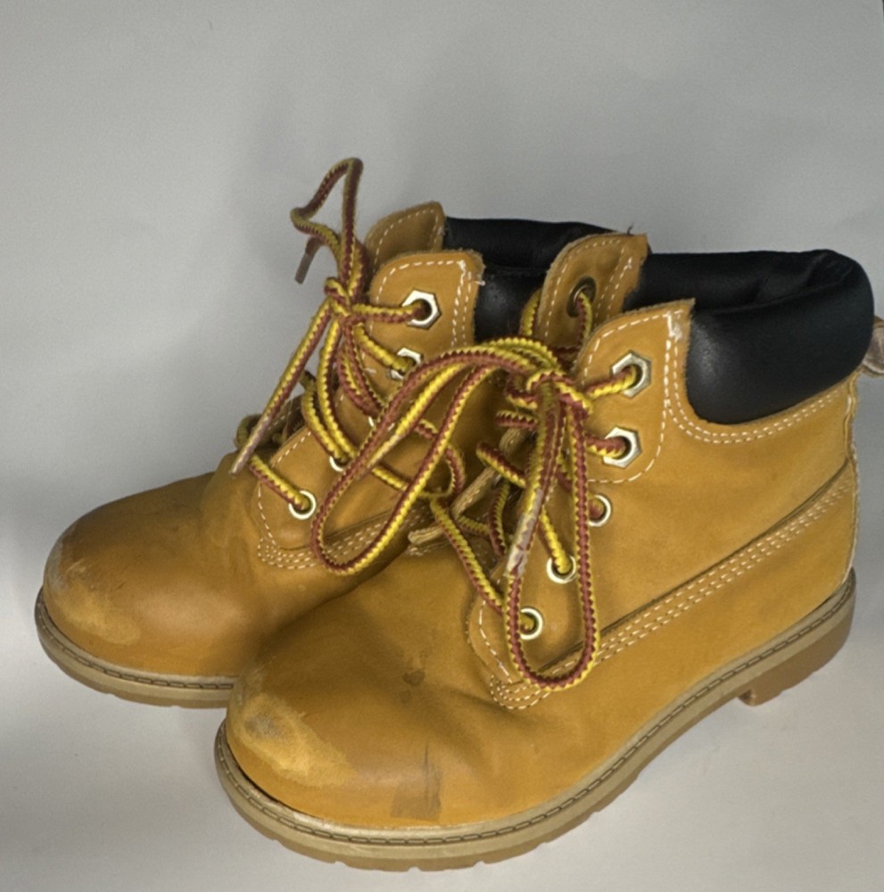 Wonder Nation Unisex Kids Tan Black Bootie Boots Lace Up Eyelet Size 12