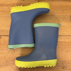 Harper Canyon Audra Rain Boots Blue Green Kids Size 11 Rubber Lug Sole Pull On