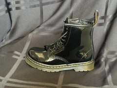 Dr martens Kids Patent Leather Black Lace Up Boots Unisex Size 9 Side Zipper