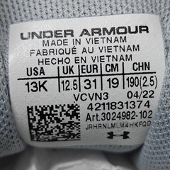 Under Armour BPS Rogue 3 Running Shoes 3024982-102 Grey Green Blue Kids Size 13K