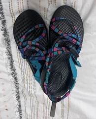 Chaco ZX1 Ecotread Teal Multicolor Performance Sandals Kids Size 5 J180264