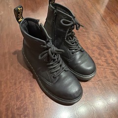 Doc Martens Junior US 2Y Black Lace Up Side Zip Boots Soft Leather