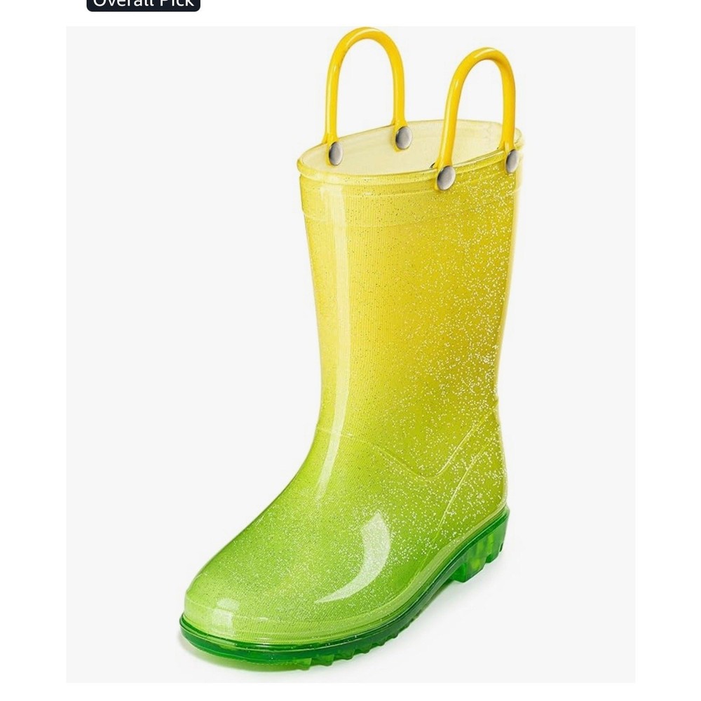 Kids‘ PVC Glitter Rain Boots with Easy-On Handles – Sparkly, Lightweight 4 tod