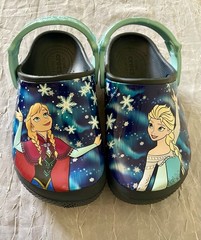 Crocs Disney Frozen Anna Elsa Blue Clog Shoes Adjustable Strap Kids US 13