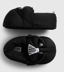 Gap Kids Star Wars Darth Vader Slippers Size 5/6 Black Plush Pull-On House Shoes