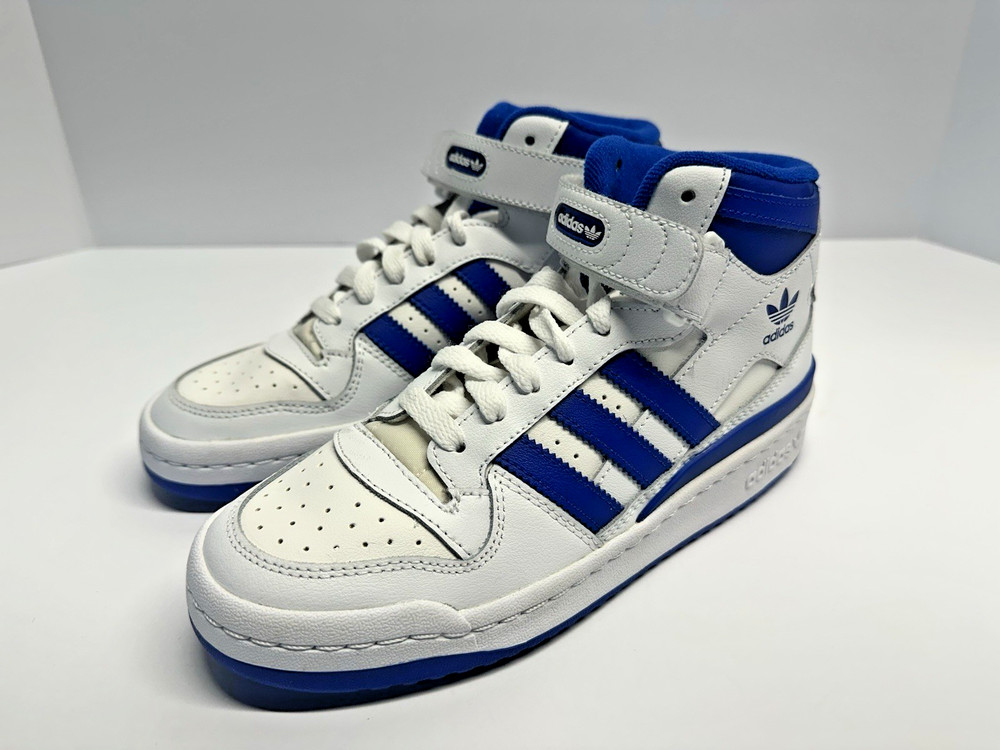 Adidas Forum Mid Kids US 5.5 White Blue Strap High Top Sneakers EU 36 2/3 G57885