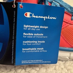 BRAND NEW!! CHAMPION Kids Sneakers. Orange/Blue. Sz 4. Memory Foam. See photos