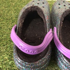 Crocs Classic Lined Clogs Black Purple Sparkles Size J5 JUNIOR