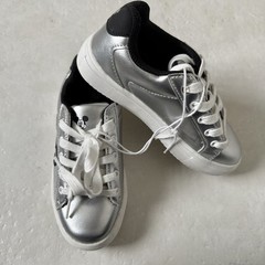 Mickey Mouse Disney Chrome Silver Black Sneakers Kids size 12 NEW