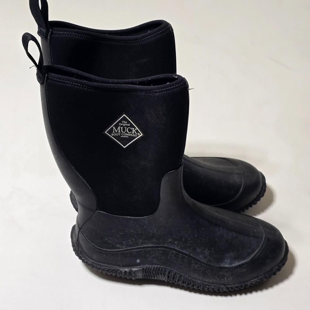 Muck Boots Hale Kids US 7 Black Waterproof Pull On Mid Calf Wellington Boots