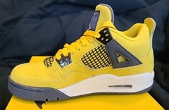 JORDAN RETRO IV 4 LIGHTNING TOUR YELLOW WHITE BLUE GREY 408452-700 SIZE 5.5Y