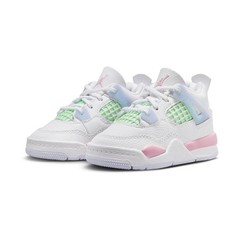 TODDLER JORDAN 4 RETRO_WHITE/MED SOFT PINK-HALF BLUE IB7070-100-SIZE 8
