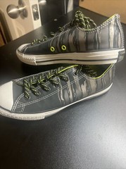 Converse All Star Black Silver Neon Green Size 4.5 Boy Girl