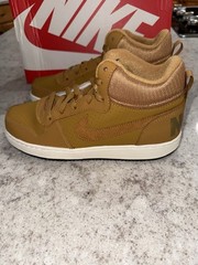 Nike Court Borough Mid (GS) Size 6.5 Youth Wheat/Wheat -Summit White-Black