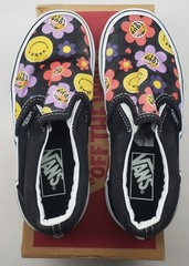Vans Off The Wall Radically Happy Black Elastic Sneakers Youth Size 12 Kids
