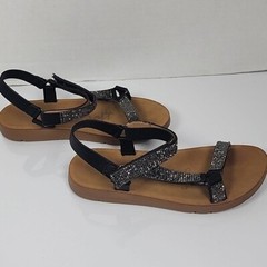 Link Soft Black And Silver Big Kid Strappy Sandals Size 3