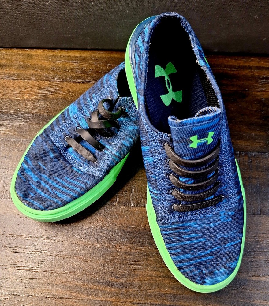 Under Armour Grade School Kickit2 Vg Sneakers Blue & Neon Green 1.5Y